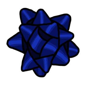 a dark blue star gift bow.  the bow has simplified shine lines